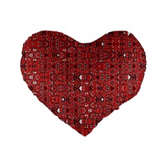 Abstract Red Black Checkered Standard 16  Premium Heart Shape Cushions by SpinnyChairDesigns