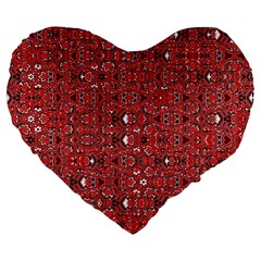 Abstract Red Black Checkered Large 19  Premium Heart Shape Cushions by SpinnyChairDesigns