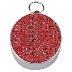 Abstract Red Black Checkered Silver Compasses by SpinnyChairDesigns