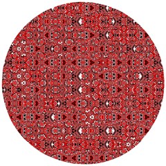 Abstract Red Black Checkered Wooden Puzzle Round by SpinnyChairDesigns