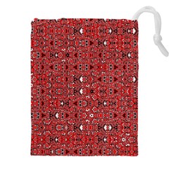 Abstract Red Black Checkered Drawstring Pouch (4xl) by SpinnyChairDesigns