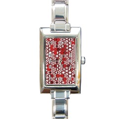 Red Black Checkered Rectangle Italian Charm Watch by SpinnyChairDesigns