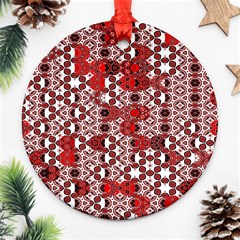 Red Black Checkered Ornament (round) by SpinnyChairDesigns