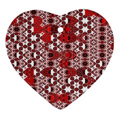 Red Black Checkered Ornament (heart) by SpinnyChairDesigns