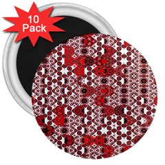 Red Black Checkered 3  Magnets (10 Pack)  by SpinnyChairDesigns