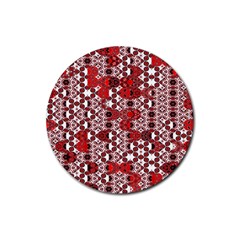 Red Black Checkered Rubber Round Coaster (4 Pack)  by SpinnyChairDesigns