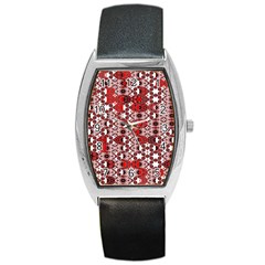 Red Black Checkered Barrel Style Metal Watch by SpinnyChairDesigns