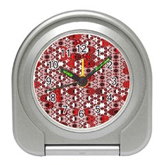 Red Black Checkered Travel Alarm Clock by SpinnyChairDesigns