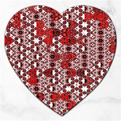 Red Black Checkered Jigsaw Puzzle (heart) by SpinnyChairDesigns