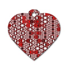 Red Black Checkered Dog Tag Heart (one Side) by SpinnyChairDesigns