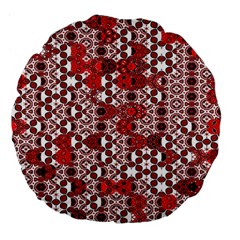 Red Black Checkered Large 18  Premium Flano Round Cushions by SpinnyChairDesigns