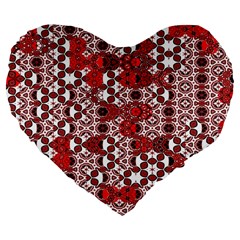 Red Black Checkered Large 19  Premium Flano Heart Shape Cushions by SpinnyChairDesigns