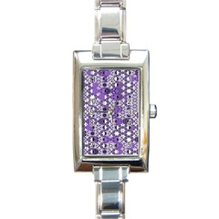 Purple Black Checkered Rectangle Italian Charm Watch by SpinnyChairDesigns