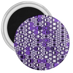 Purple Black Checkered 3  Magnets by SpinnyChairDesigns