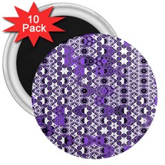 Purple Black Checkered 3  Magnets (10 Pack)  by SpinnyChairDesigns