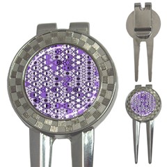 Purple Black Checkered 3-in-1 Golf Divots by SpinnyChairDesigns