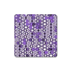 Purple Black Checkered Square Magnet by SpinnyChairDesigns