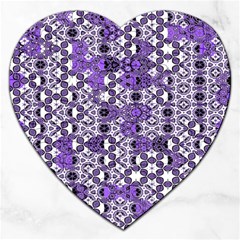 Purple Black Checkered Jigsaw Puzzle (heart) by SpinnyChairDesigns