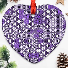 Purple Black Checkered Heart Ornament (two Sides) by SpinnyChairDesigns