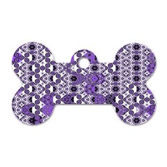 Purple Black Checkered Dog Tag Bone (one Side) by SpinnyChairDesigns