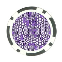 Purple Black Checkered Poker Chip Card Guard by SpinnyChairDesigns