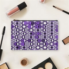 Purple Black Checkered Cosmetic Bag (medium) by SpinnyChairDesigns