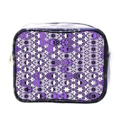 Purple Black Checkered Mini Toiletries Bag (one Side) by SpinnyChairDesigns