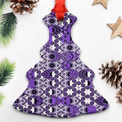 Purple Black Checkered Christmas Tree Ornament (two Sides) by SpinnyChairDesigns