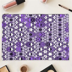 Purple Black Checkered Cosmetic Bag (xxl) by SpinnyChairDesigns