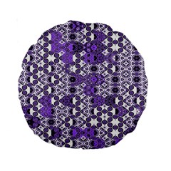 Purple Black Checkered Standard 15  Premium Round Cushions by SpinnyChairDesigns