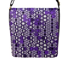 Purple Black Checkered Flap Closure Messenger Bag (l) by SpinnyChairDesigns