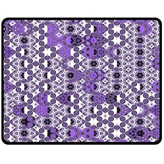 Purple Black Checkered Double Sided Fleece Blanket (medium)  by SpinnyChairDesigns