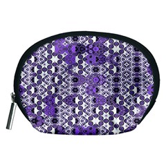 Purple Black Checkered Accessory Pouch (medium) by SpinnyChairDesigns