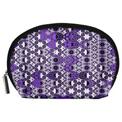 Purple Black Checkered Accessory Pouch (large) by SpinnyChairDesigns