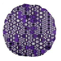 Purple Black Checkered Large 18  Premium Flano Round Cushions by SpinnyChairDesigns