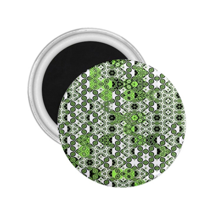 Black Lime Green Checkered 2.25  Magnets