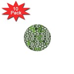 Black Lime Green Checkered 1  Mini Buttons (10 pack)  Front