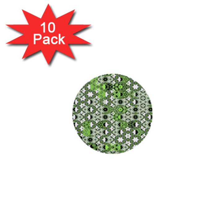 Black Lime Green Checkered 1  Mini Buttons (10 pack) 