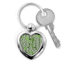 Black Lime Green Checkered Key Chain (heart) by SpinnyChairDesigns