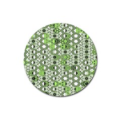 Black Lime Green Checkered Magnet 3  (round) by SpinnyChairDesigns