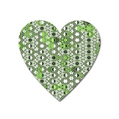 Black Lime Green Checkered Heart Magnet by SpinnyChairDesigns