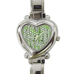 Black Lime Green Checkered Heart Italian Charm Watch by SpinnyChairDesigns