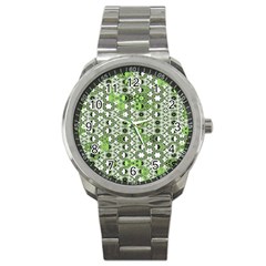 Black Lime Green Checkered Sport Metal Watch by SpinnyChairDesigns