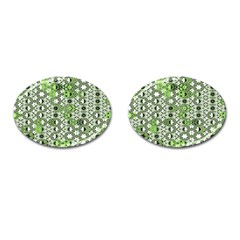 Black Lime Green Checkered Cufflinks (oval) by SpinnyChairDesigns