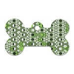 Black Lime Green Checkered Dog Tag Bone (Two Sides) Front