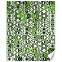 Black Lime Green Checkered Canvas 11  X 14  by SpinnyChairDesigns