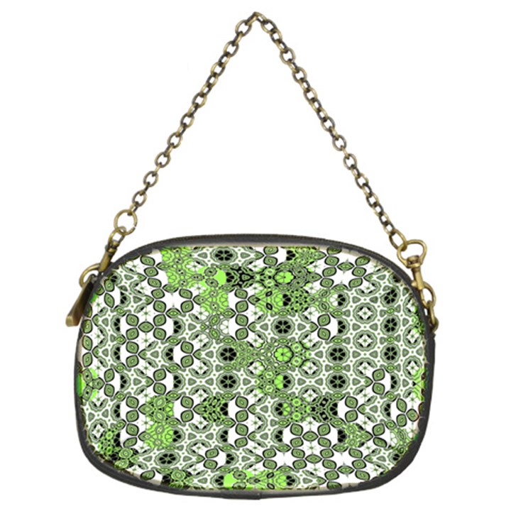 Black Lime Green Checkered Chain Purse (Two Sides)