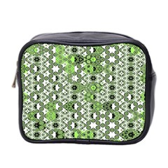 Black Lime Green Checkered Mini Toiletries Bag (two Sides) by SpinnyChairDesigns