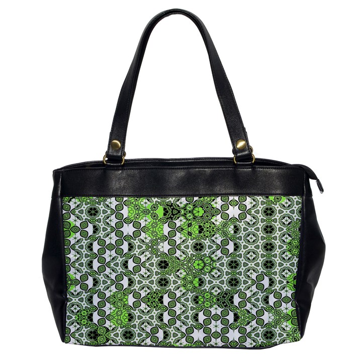 Black Lime Green Checkered Oversize Office Handbag