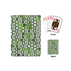 Black Lime Green Checkered Playing Cards Single Design (mini) by SpinnyChairDesigns